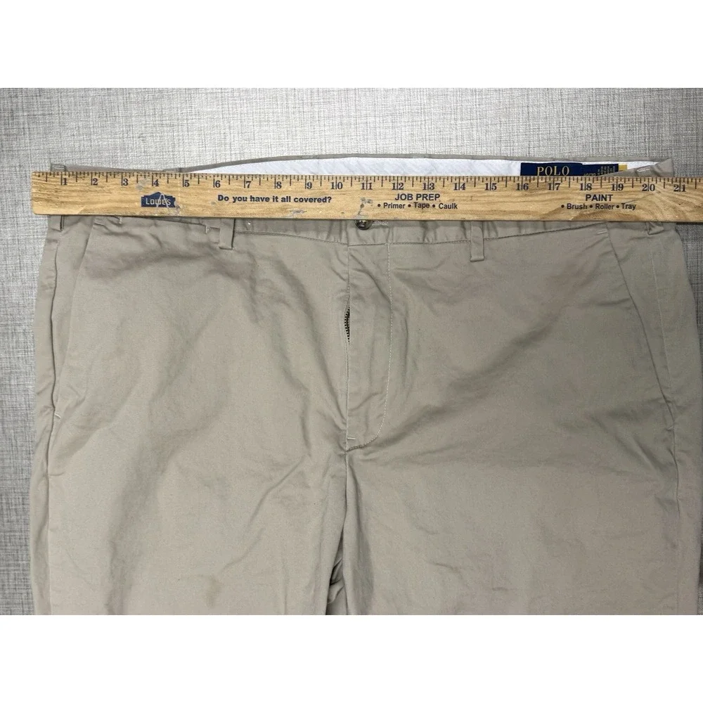 Y2K Polo Ralph Lauren Mens 40 X 28 Khaki Cotton Chino Flat Front Pants‎